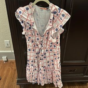 Oliphant dress with drawstring waist. Light cotton fabric. Lined skirt.